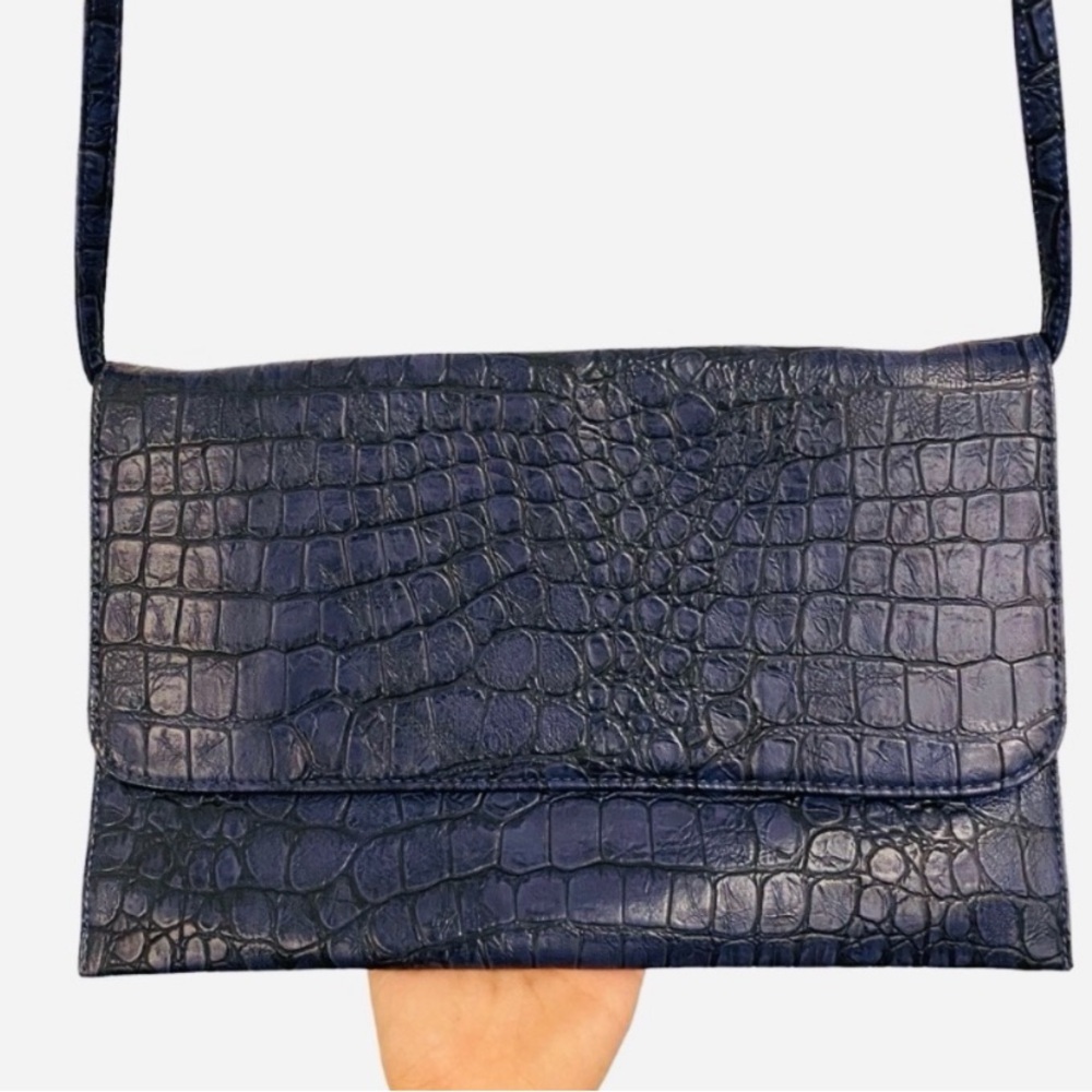 Leather Envelope Bag Croc Detail Leather Crossbody Laptop Bag By Orange Caramel